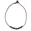 photo of Wendy Mignot Breezy Five Pearl Tahitian Pearl and Leather Necklace with knots - Image 1 of 0