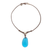 Fine Pearls and Leather Jewelry by Designer Wendy Mignot | Coastline Grove Aqua Blue Sea Glass Necklace - Image 1 of 0
