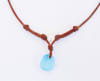 Fine Pearls and Leather Jewelry by Designer Wendy Mignot | Coastline Grove Aqua Blue Sea Glass Necklace - Image 3 of 0