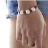 photo of Wendy Mignot Daisy Three Pearl Freshwater Pearl and Leather Bracelet with Knots - Image 2 of 0