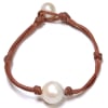 photo of Wendy Mignot Coastal Single Freshwater Pearl and Leather Bracelet White - Image 1 of 0