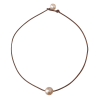 photo of Wendy Mignot Coastal Single Freshwater Pearl and Leather Necklace Blush - Image 1 of 0