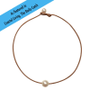 photo of Wendy Mignot Coastal Single Freshwater Pearl and Leather Necklace Choker White - Image 1 of 0