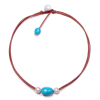 photo of Wendy Mignot Versatile Freshwater Pearl and Leather Necklace with Turquoise, Limited Edition - Image 1 of 0