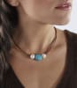 photo of Wendy Mignot Versatile Freshwater Pearl and Leather Necklace with Turquoise, Limited Edition - Image 3 of 0
