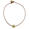 photo of Wendy Mignot Gold South Sea Single Pearl and Leather Necklace - Image 1 of 0