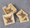 4" x 4" Bamboo Square Coaster, Set of 4 with Holder - Image 1 of 0
