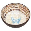 Aqua Butterfly Mosaic Inlay Coconut Shell Bowl - Image 1 of 0