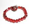 CB-08 STONE 8mm ROUND CRYSTAL BEAD BRACELET IN RED HEART LOCKET DESIGN  DESIGN-7 1/2" - Image 1 of 0