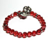 CB-08 STONE 8mm ROUND CRYSTAL BEAD BRACELET IN RED HEART LOCKET DESIGN  DESIGN-7 1/2" - Image 2 of 0