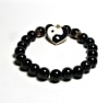 SB-113-STONE 8mm ROUND BEAD BRACELET IN BLACK &  WHITE  YIN  YANG DESIGN-7 1/2" - Image 1 of 0