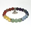SB-117-STONE 8mm ROUND BEAD BRACELET IN 7  SHAKRA WITH LOTUS DESIGN-7 1/2" - Image 1 of 0