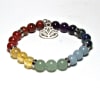 SB-117-STONE 8mm ROUND BEAD BRACELET IN 7  SHAKRA WITH LOTUS DESIGN-7 1/2" - Image 2 of 0