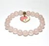 SB-123-STONE 8mm ROUND BEAD BRACELET IN PINK YIN YANG DESIGN-7 1/2" - Image 1 of 0