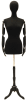 Female dress form in black jersey fabric with beachwood-colored flexible arms and a height-adjustable chrome rolling caster base. - Image 3 of 0