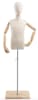 Child display dress form with natural canvas torso on wooden flat base adjustable retail mannequin for boutiques and designers - Image 1 of 0