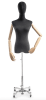 Female display dress form with bronze canvas torso on metal rolling base adjustable retail mannequin for boutiques and designers - Image 1 of 0