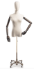 Female display dress form with bronze canvas torso on metal rolling base adjustable retail mannequin for boutiques and designers - Image 1 of 0