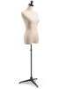 Female display dress form with natural canvas torso on metal tripod base - adjustable retail mannequin for boutiques and designers - Image 2 of 0