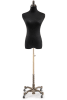 Female display dress form with natural canvas torso on metal rolling base adjustable retail mannequin for boutiques and designers - Image 1 of 0