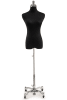 Female display dress form with natural canvas torso on metal rolling base adjustable retail mannequin for boutiques and designers - Image 1 of 0