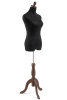 Female display dress form with natural canvas torso on wooden tripod base adjustable retail mannequin for boutiques and designers - Image 2 of 0
