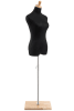 Female display dress form with natural canvas torso on wooden flat base adjustable retail mannequin for boutiques and designers - Image 2 of 0