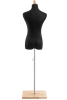 Female display dress form with natural canvas torso on wooden flat base adjustable retail mannequin for boutiques and designers - Image 3 of 0