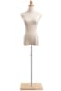 Female display dress form with natural canvas torso on wooden flat base  adjustable retail mannequin for boutiques and designers - Image 1 of 0