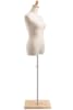 Female display dress form with natural canvas torso on wooden flat base  adjustable retail mannequin for boutiques and designers - Image 2 of 0