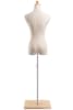 Female display dress form with natural canvas torso on wooden flat base  adjustable retail mannequin for boutiques and designers - Image 3 of 0