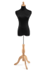 Female display dress form with natural canvas torso on wooden tripod base adjustable retail mannequin for boutiques and designers - Image 1 of 0
