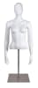 Female torso mannequin with egg head design and arms at sides mounted on weighted stainless steel square base for retail display - Image 1 of 0