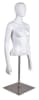 Female torso mannequin with egg head design and arms at sides mounted on weighted stainless steel square base for retail display - Image 2 of 0