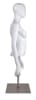 Female torso mannequin with egg head design and arms at sides mounted on weighted stainless steel square base for retail display - Image 3 of 0
