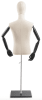 Male display dress form with natural canvas torso on wooden flat base adjustable retail mannequin for boutiques and designers - Image 2 of 0