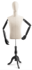 Male display dress form with natural canvas torso on wooden tripod base adjustable retail mannequin for boutiques and designers - Image 1 of 0