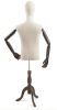 Male display dress form with natural canvas torso on wooden tripod base adjustable retail mannequin for boutiques and designers - Image 2 of 0