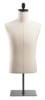Male display dress form with natural canvas torso on flat metal countertop base - adjustable retail mannequin for boutiques and designers - Image 1 of 0