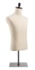 Male display dress form with natural canvas torso on flat metal countertop base - adjustable retail mannequin for boutiques and designers - Image 2 of 0