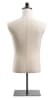 Male display dress form with natural canvas torso on flat metal countertop base - adjustable retail mannequin for boutiques and designers - Image 3 of 0
