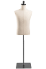 Male display dress form with natural canvas torso on flat metal base - adjustable retail mannequin for boutiques and designers - Image 1 of 0