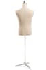 Male display dress form with natural canvas torso on metal tripod base - adjustable retail mannequin for boutiques and designers - Image 3 of 0
