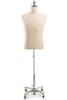 Male display dress form with natural canvas torso on metal rolling base - adjustable retail mannequin for boutiques and designers - Image 1 of 0