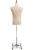 Male display dress form with natural canvas torso on metal rolling base - adjustable retail mannequin for boutiques and designers - Image 3 of 0