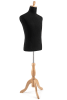 Male display dress form with natural canvas torso on wooden tripod base adjustable retail mannequin for boutiques and designers - Image 2 of 0