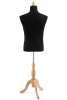 Male display dress form with natural canvas torso on wooden tripod base adjustable retail mannequin for boutiques and designers - Image 3 of 0