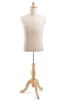 Male display dress form with natural canvas torso on wooden tripod base – adjustable retail mannequin for boutiques and designers - Image 1 of 0