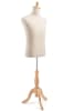 Male display dress form with natural canvas torso on wooden tripod base – adjustable retail mannequin for boutiques and designers - Image 2 of 0