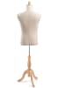 Male display dress form with natural canvas torso on wooden tripod base – adjustable retail mannequin for boutiques and designers - Image 3 of 0
